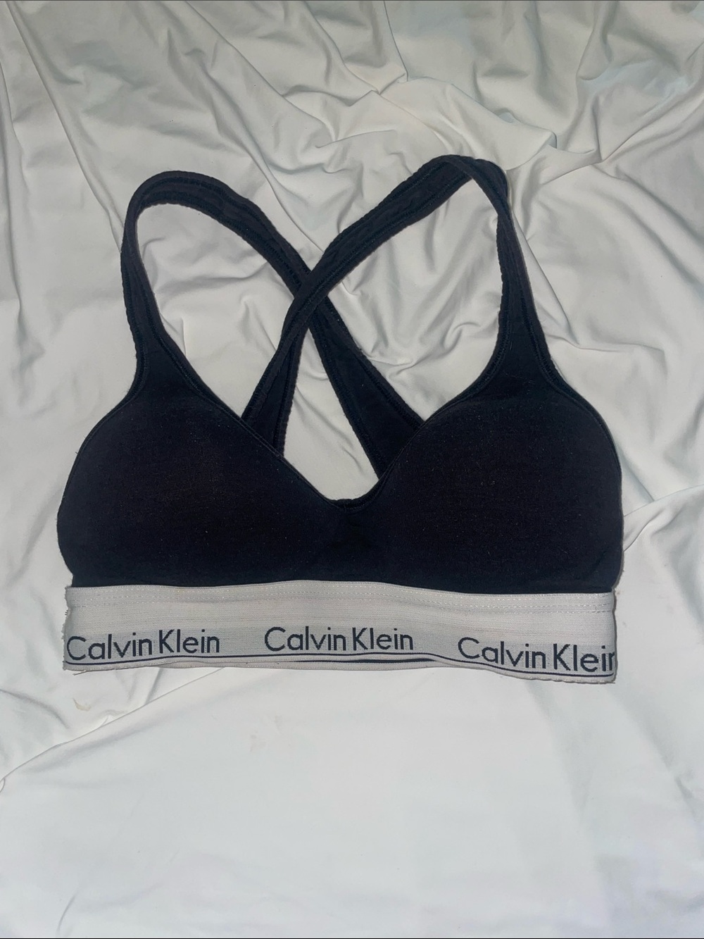 Calvin Klein Black Bralette with White Logo Band